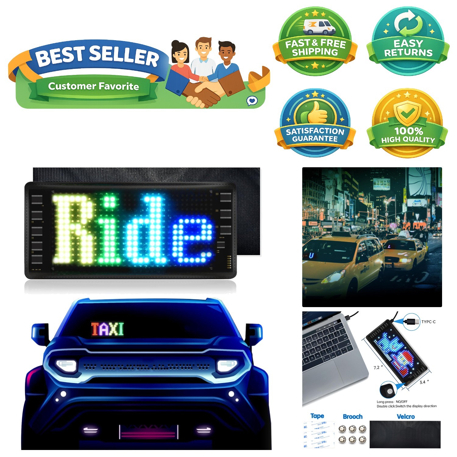 Portable LED Message Sign for Cars – Bluetooth Programmable with Custom Graphics