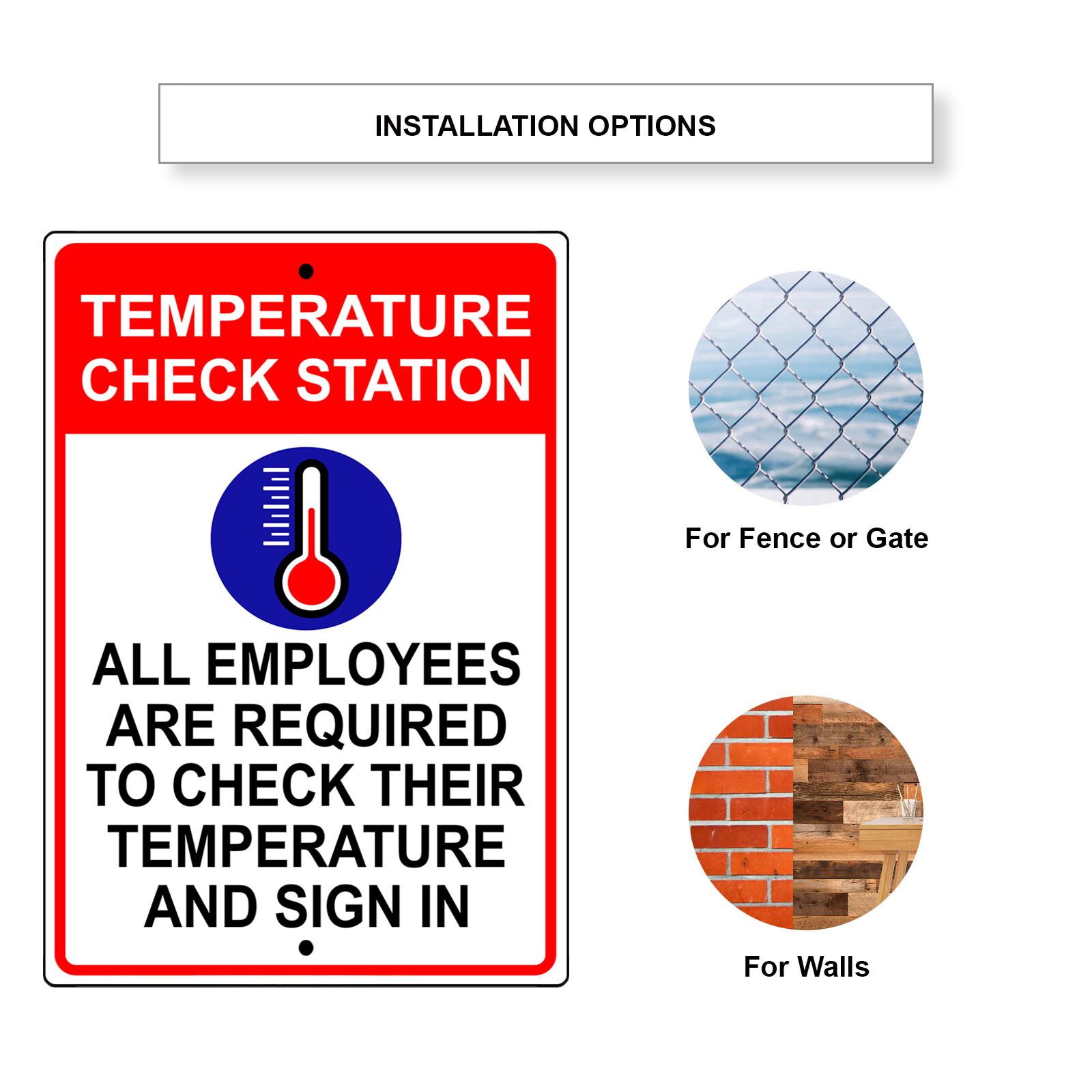 Temperature Check Station All Employees To checkout Their Aluminum Metal Sign