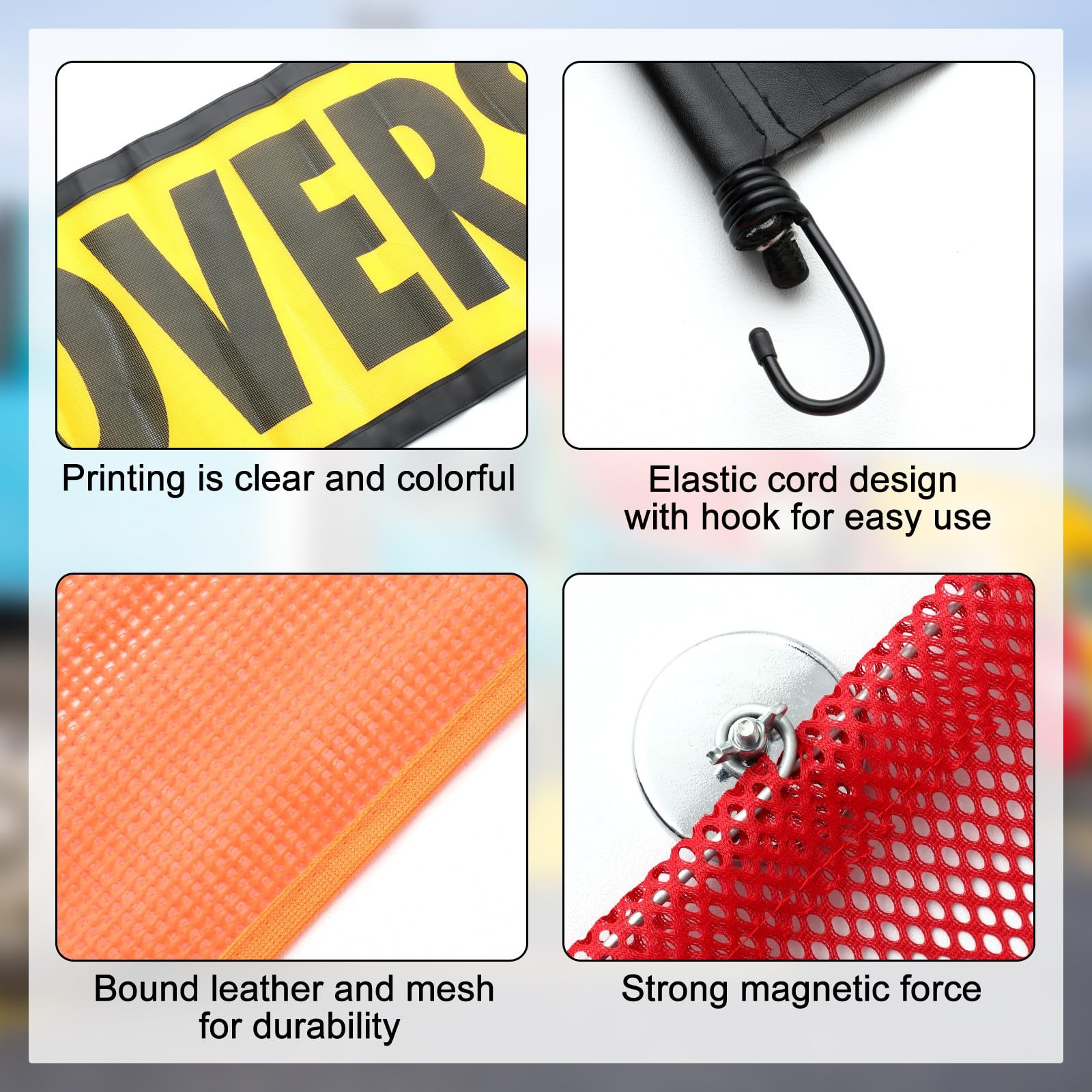 1 Set Safety Flag Kit Includes Oversized Load Banner Oversize Load Sign, Red …