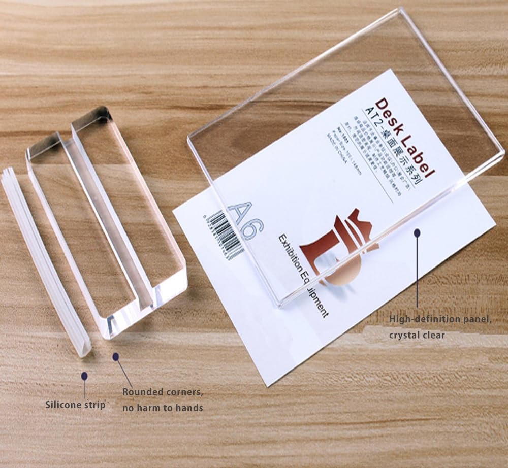 ECKEK 2 Pack Acrylic Sign Holder Menu Displays Double Sided Stand black