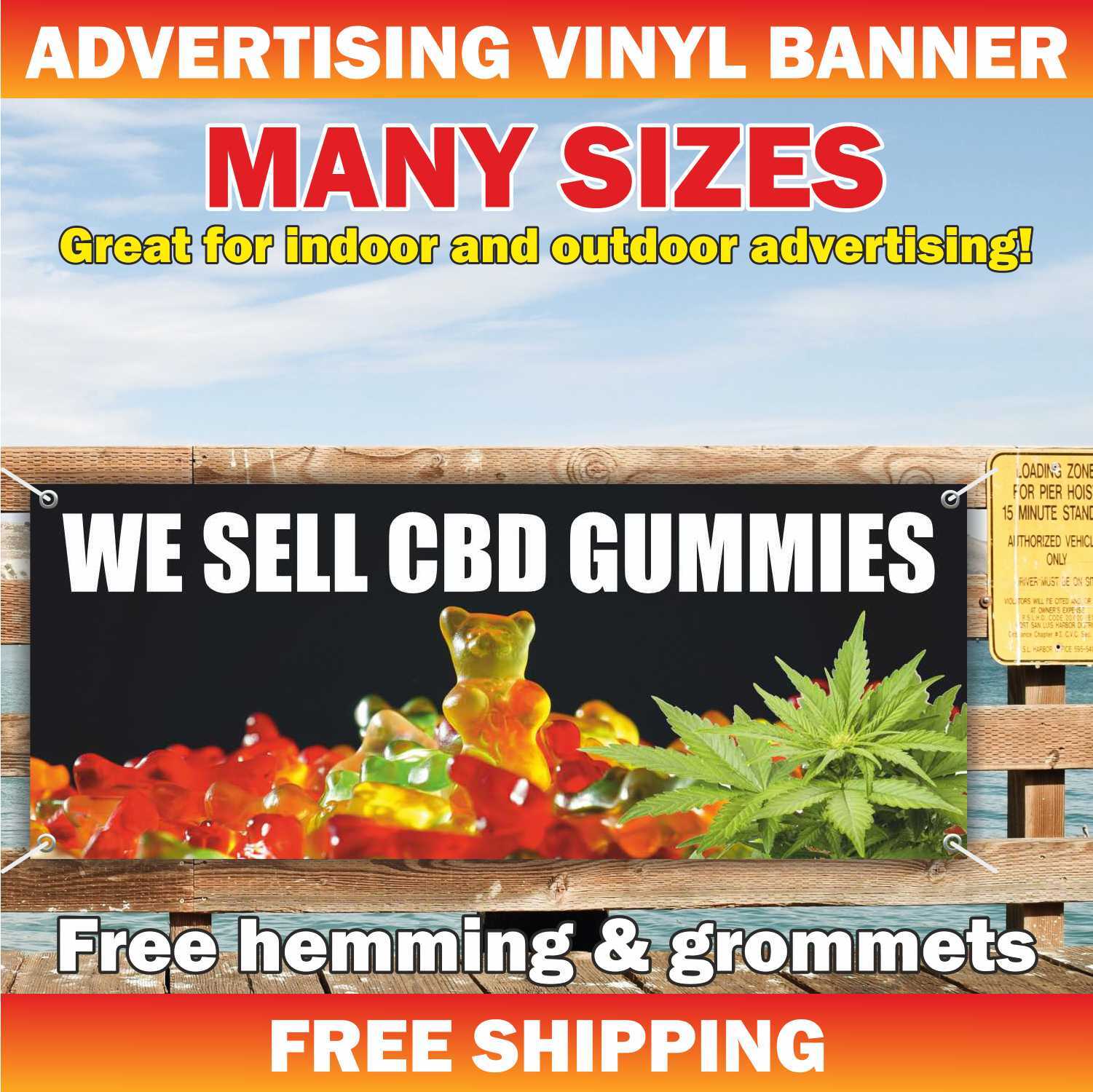 Banner Vinyl Mesh CBD GUMMIES Advertising Sign Flag edibles oil flower shop