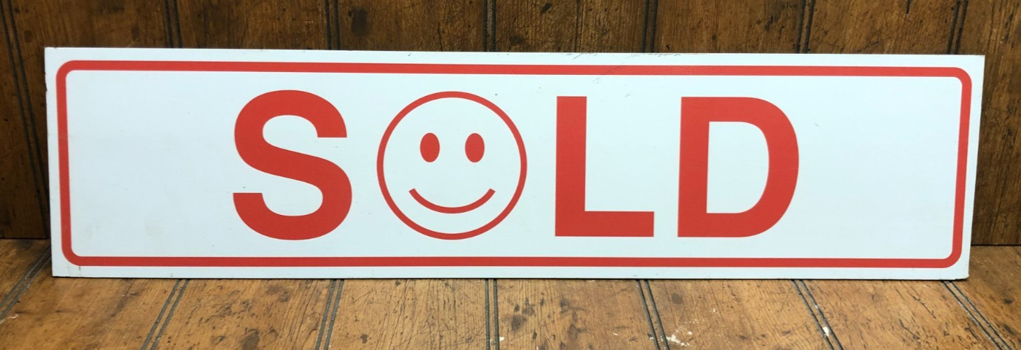 Used “Sold” Smiley Face Sign 24″x6″ Double Sided