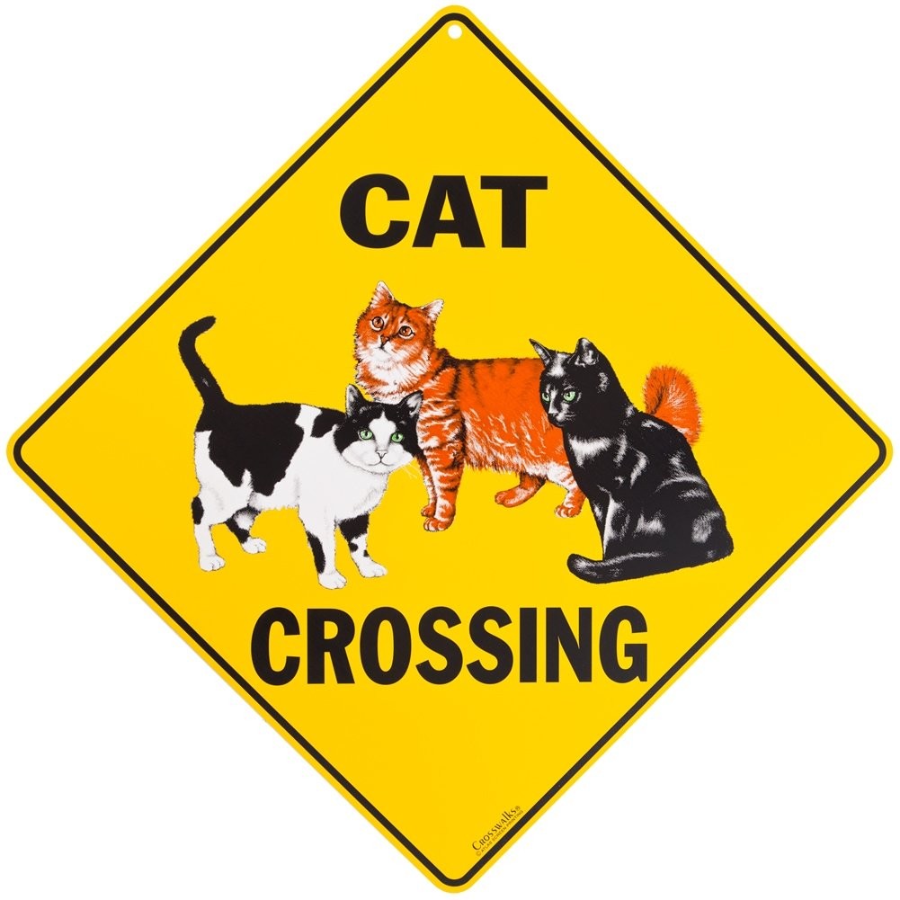 CROSSWALKS Cat Crossing 12″ x 12″ Aluminum Sign (X89) X089