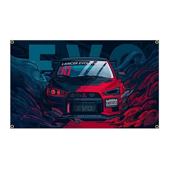 Mitsubishi Lancer Evolution,150cm x 90cm,Banner Garage Sign,JDM #7167