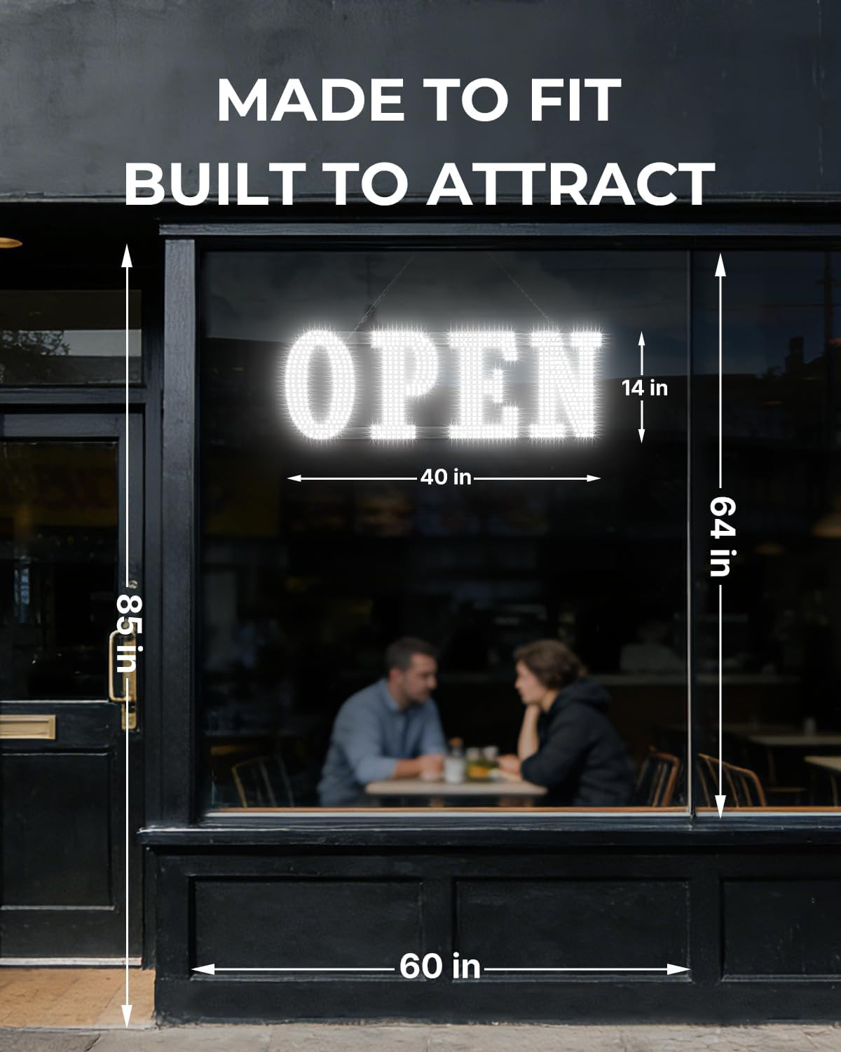 Jumbo 40″x14″ LED Open Sign with Timer & Remote for Storefronts & Cafes