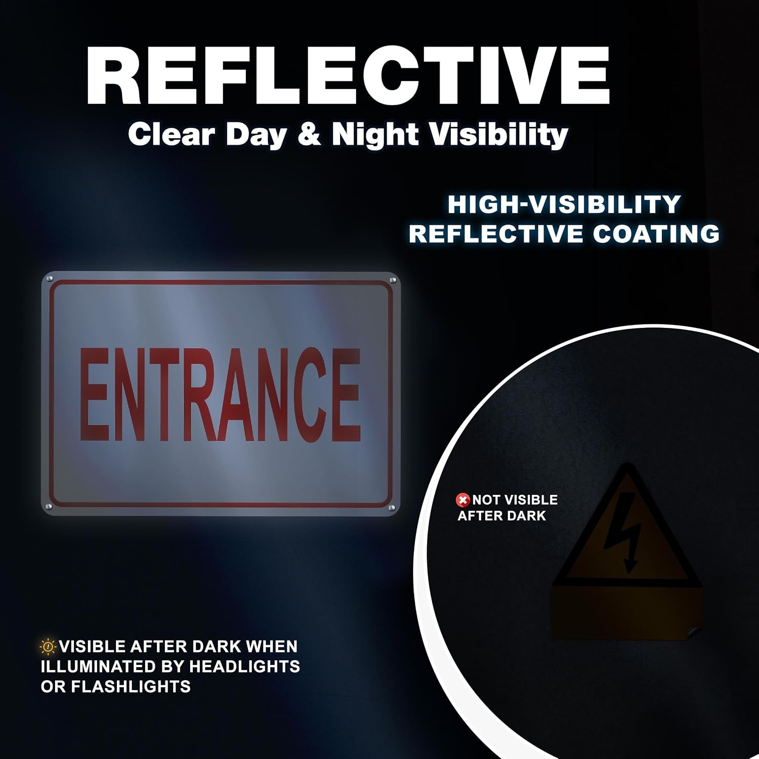 Reflective Entrance Sign, 8×12 Rust-Free Aluminum, Enter Here, Pre-Drilled | Wea