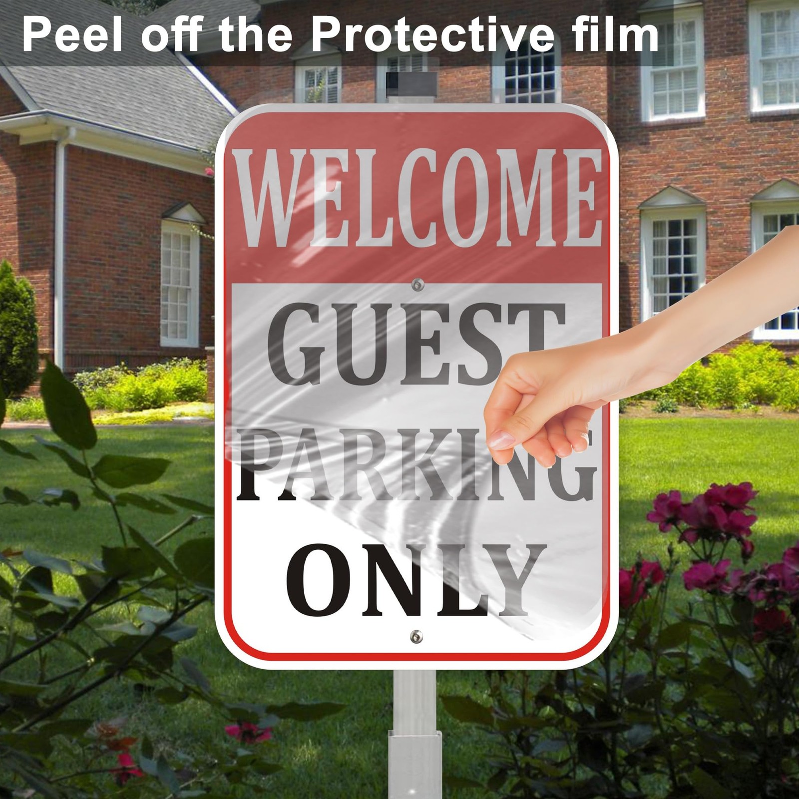 2Pack Welcome Guest Parking Only Sign with 36-Inch Metal Stakes, 10 x 14 Inch…