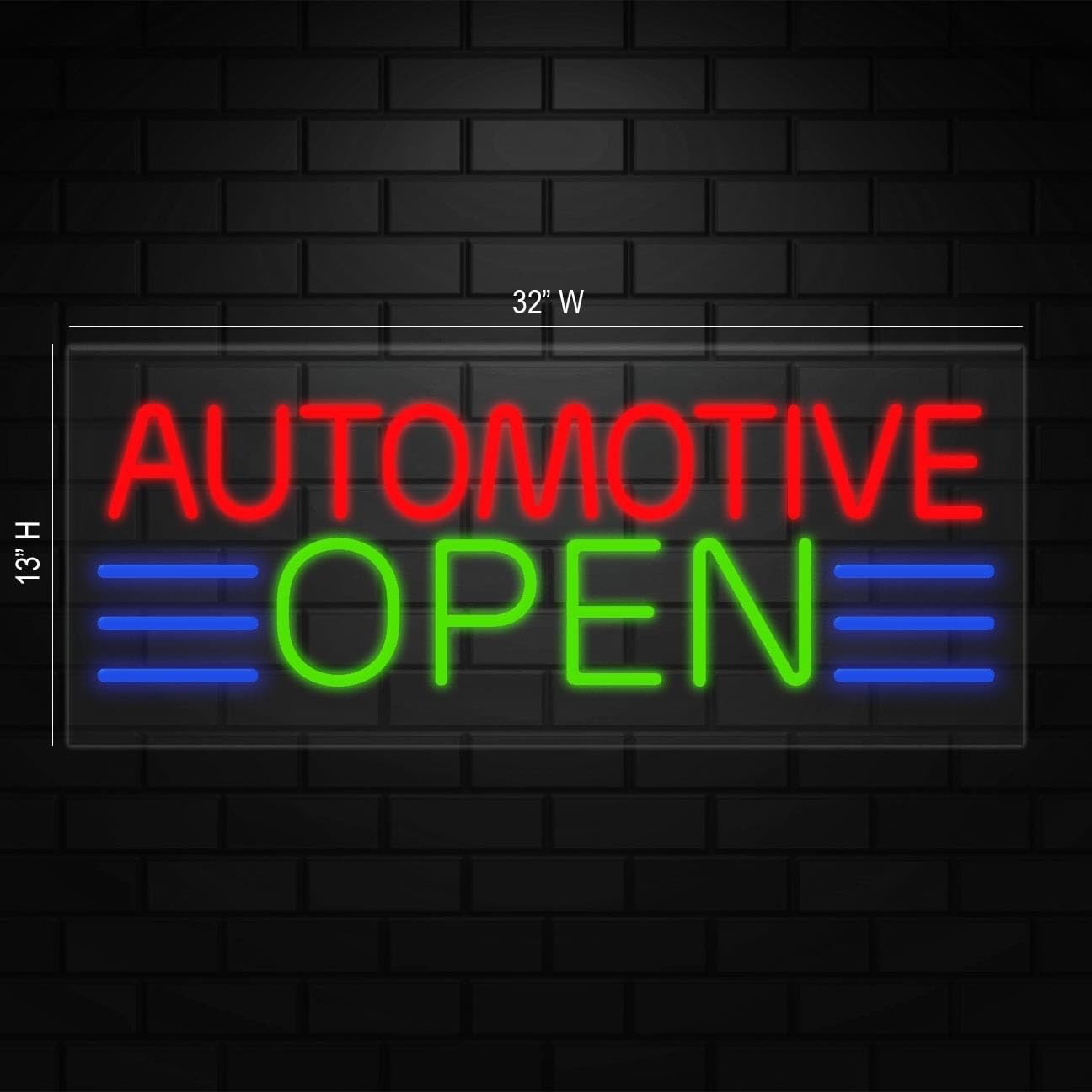 Automotive Open Neon Sign for Retail Displays | LED Flex Neon |32″W x 13″H x 1″D