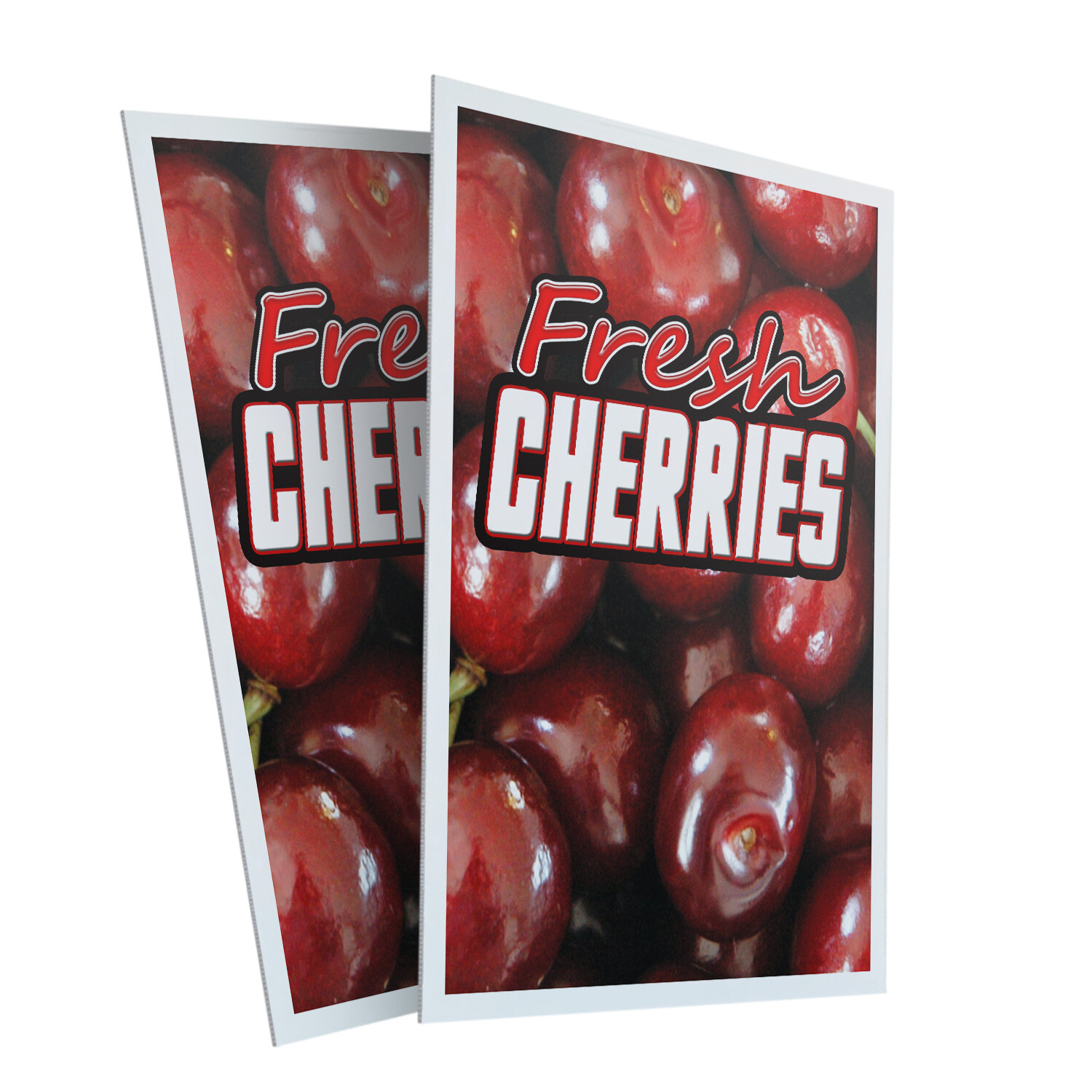 Coroplast Fresh Cherries 24″ x 36″ 2 Pack Of Store Sign Plastic Or Decal