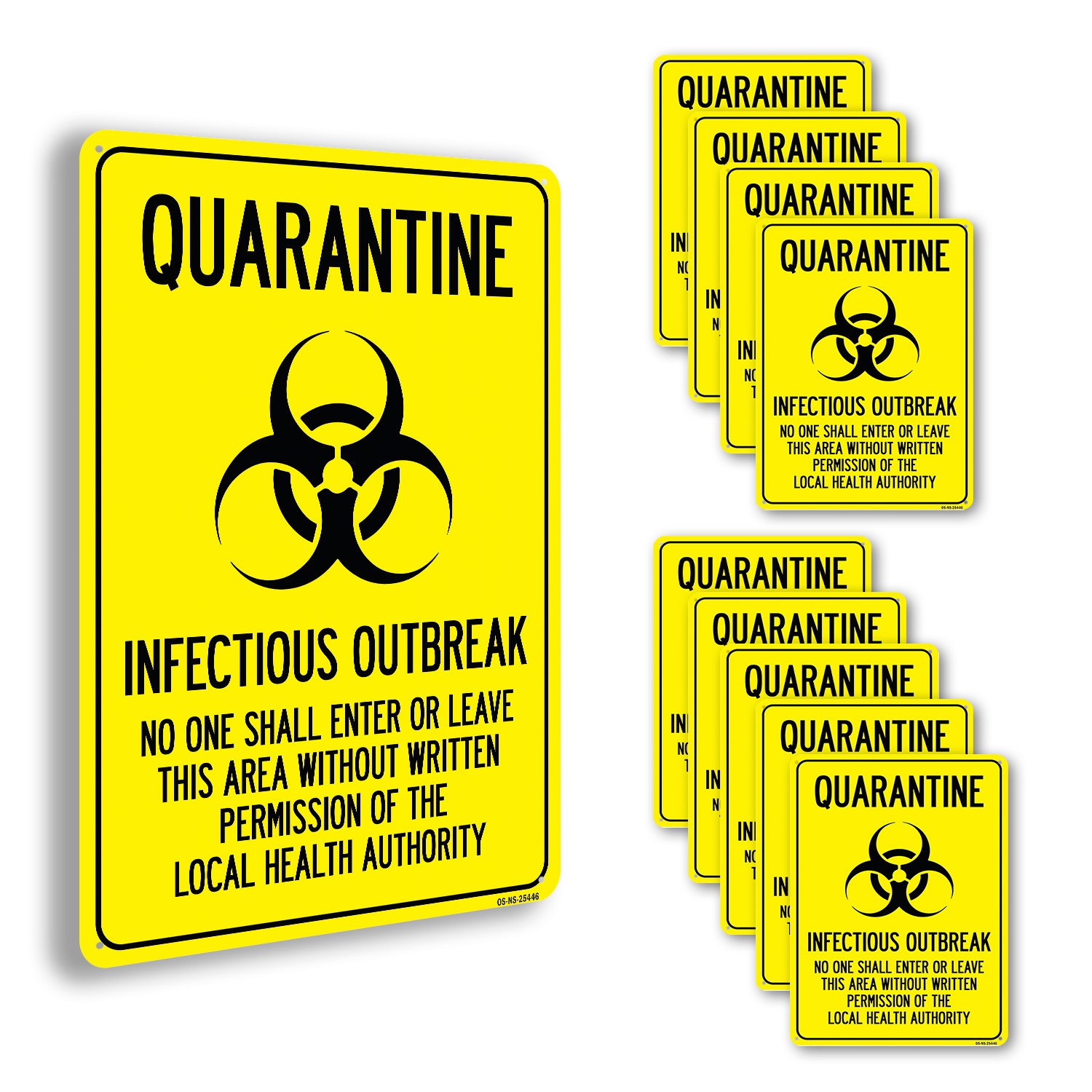 Quarantine Infectious Outbreak No One Shall Enter Public Safety Sign 5/10 Pack