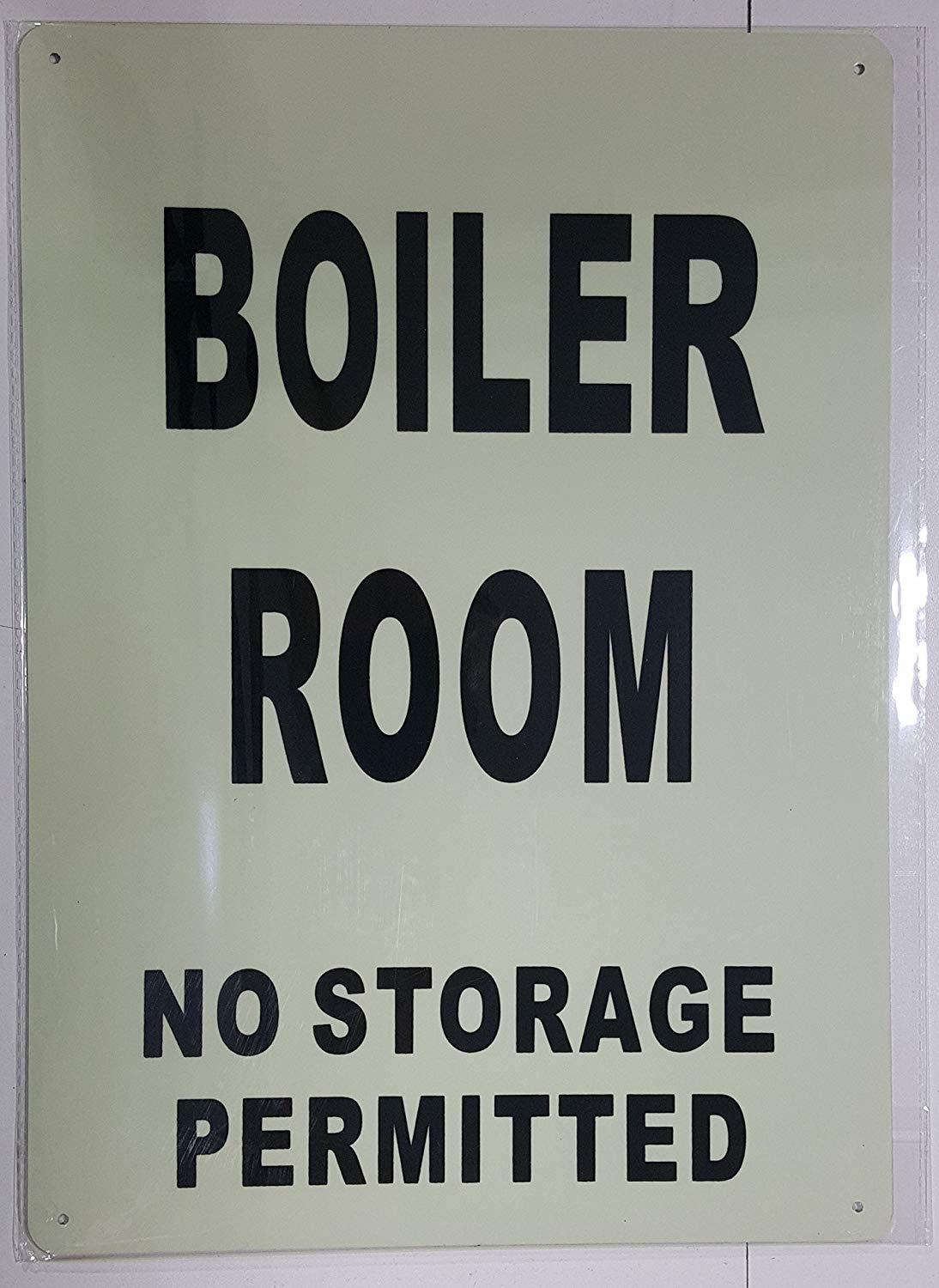 BOILER ROOM SIGN GLOW IN THE DARK (HEAVY DUTY,ALUMINUM SIGN 10X14..-REF24-1027