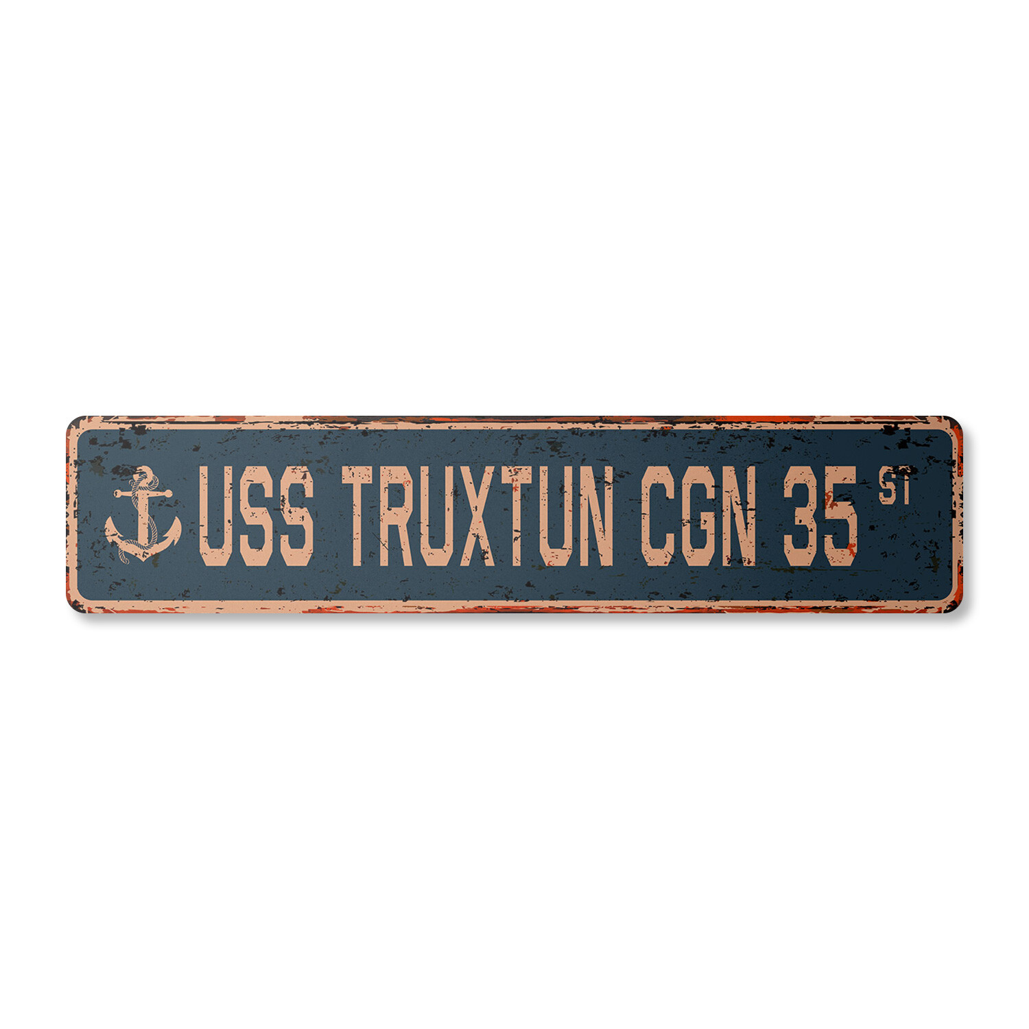 USS TRUXTUN CGN 35 Vintage Street Sign us navy ship veteran sailor rustic gift