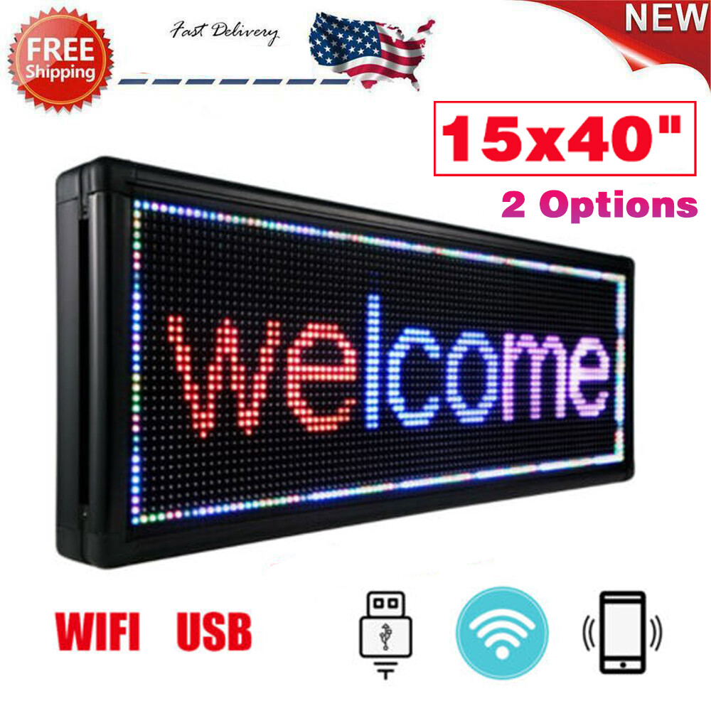 LED Sign 40″ X 15″ Scrolling Message Display Board 3 Color Programmable Sale!