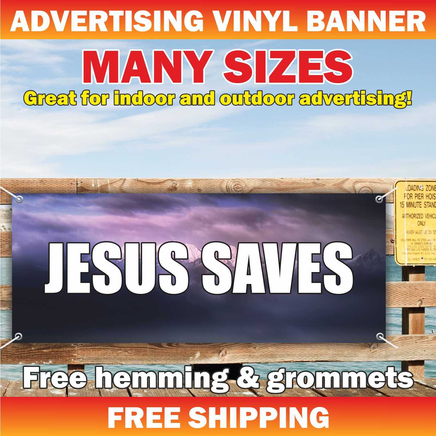 JESUS SAVES Advertising Banner Vinyl Mesh Sign Bible Church Prayer Faith God