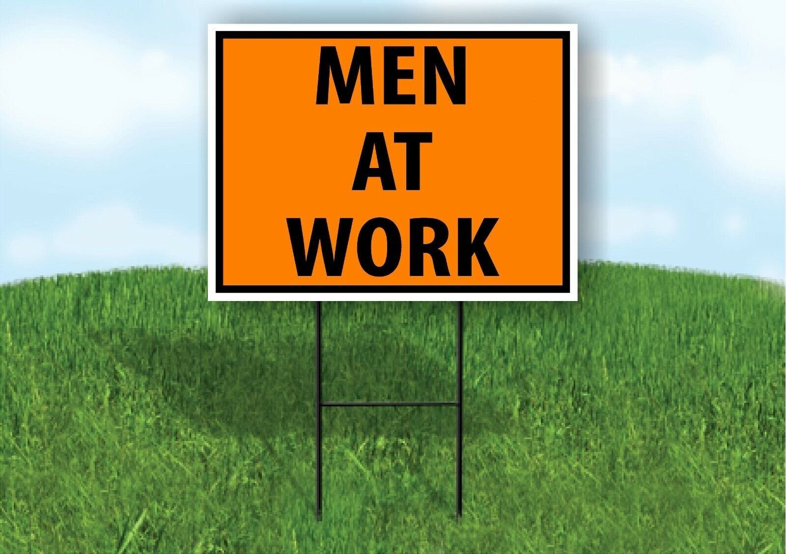 MEN AT WORK construction SAFTY Yard Sign Road Sign Road with Stand LAWN POSTER