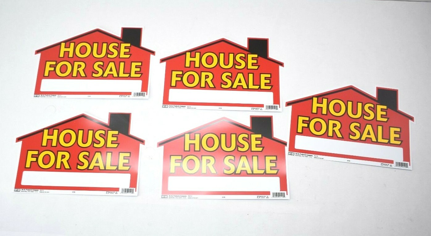 Lot Of 5 Hy-Ko Products Red Informational 9″ x 12″ House For Sale Yard Sign