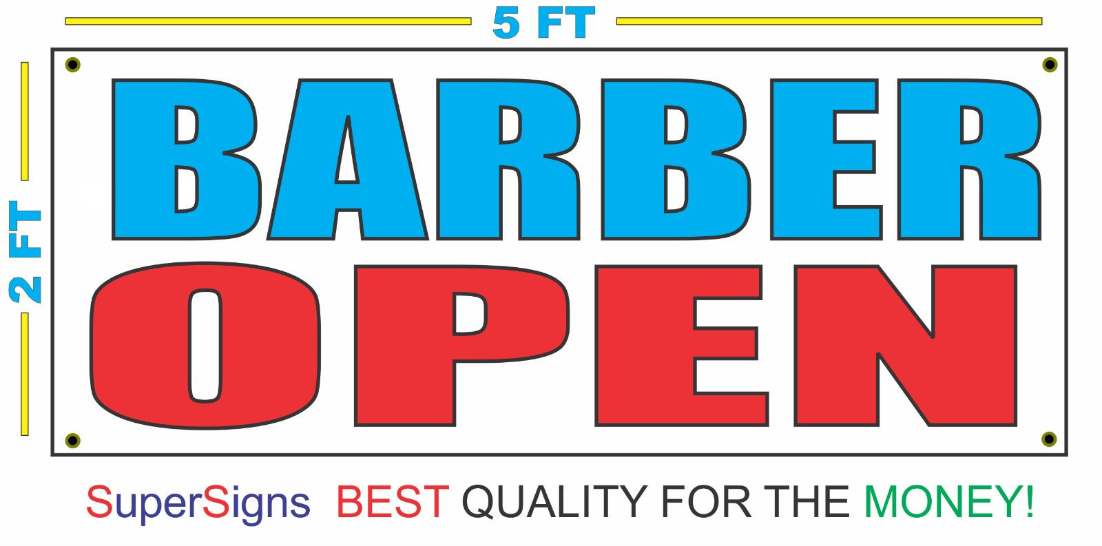 2×5 BARBER OPEN Banner Sign salon men women children hair cut shave