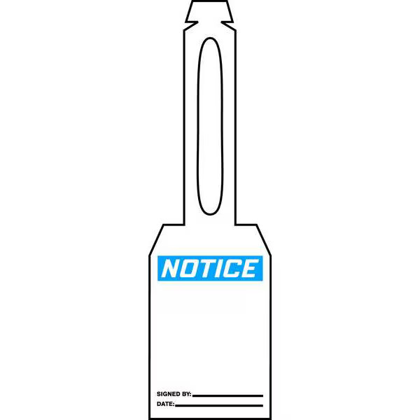 Notice Tag, Safety, Plastic, 5 1/4 in H x 3 1/4 in W, White, Rectangle, 25 PK