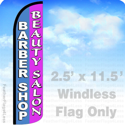 BARBER SHOP BEAUTY SALON – Windless Swooper Feather Flag 2.5×11.5 Banner Sign pz