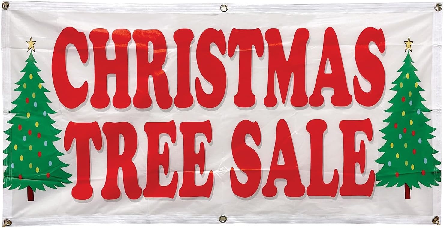 2×4 Ft CHRISTMAS TREE SALE Banner Polyester Fabric Sign With Grommets wb