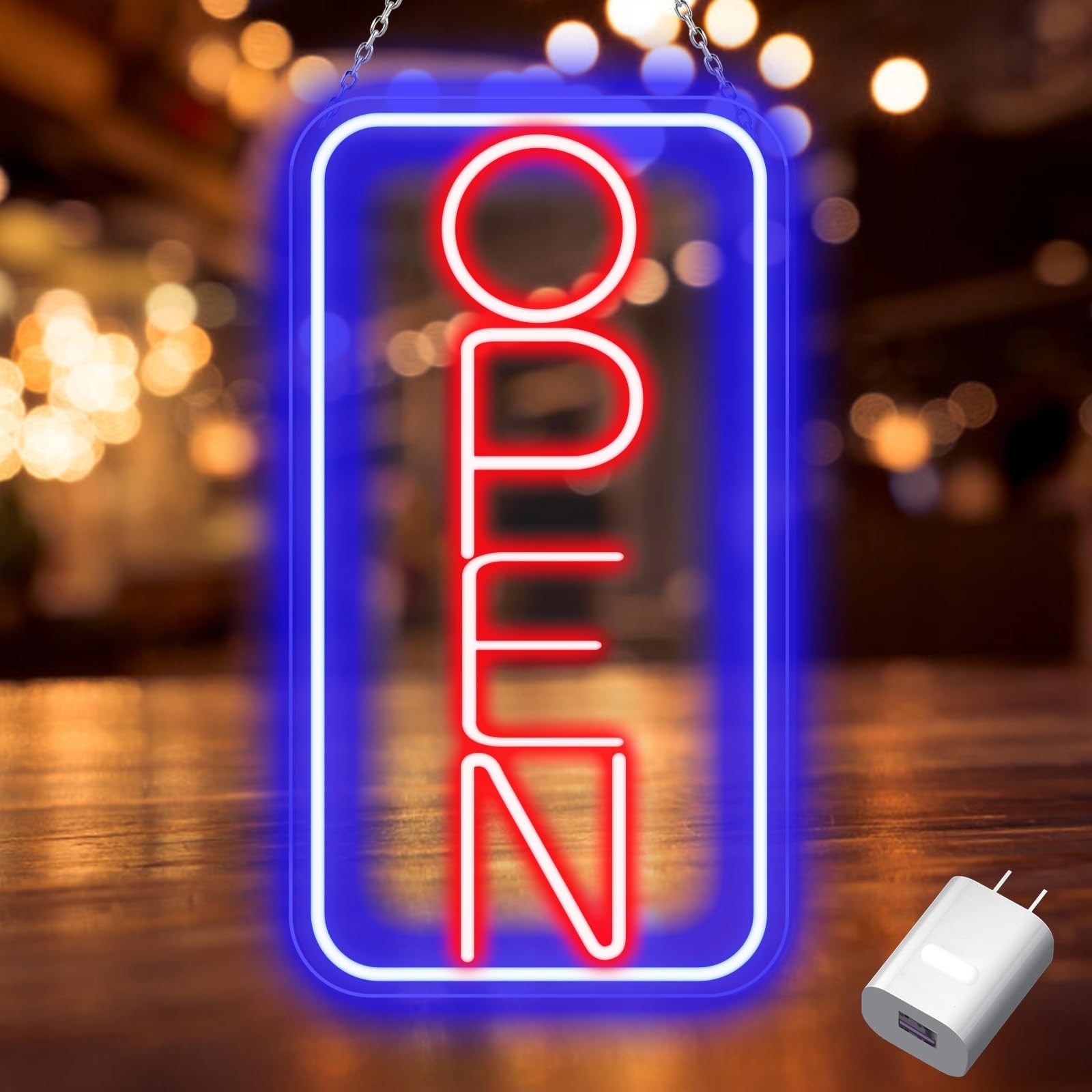 Bright LED Neon Open Sign – 16.5″x9″ Adjustable USB Powered Display for Storefro