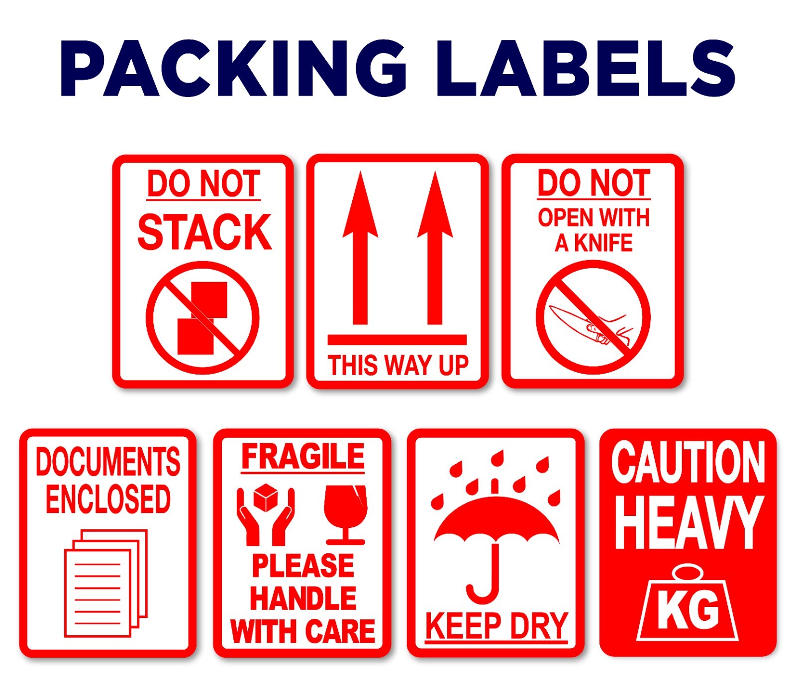 Fragile – Do Not – Caution – Keep Dry Packaging Labels/Stickers – 80 x 103mm