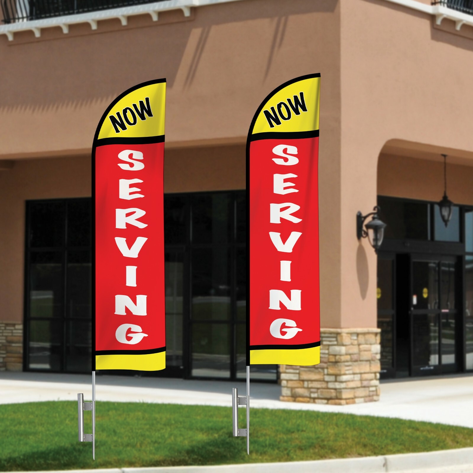 12′ Feather Flutter Flag Kit with Ground Spike Restaurant, Car Repair, Food Coop
