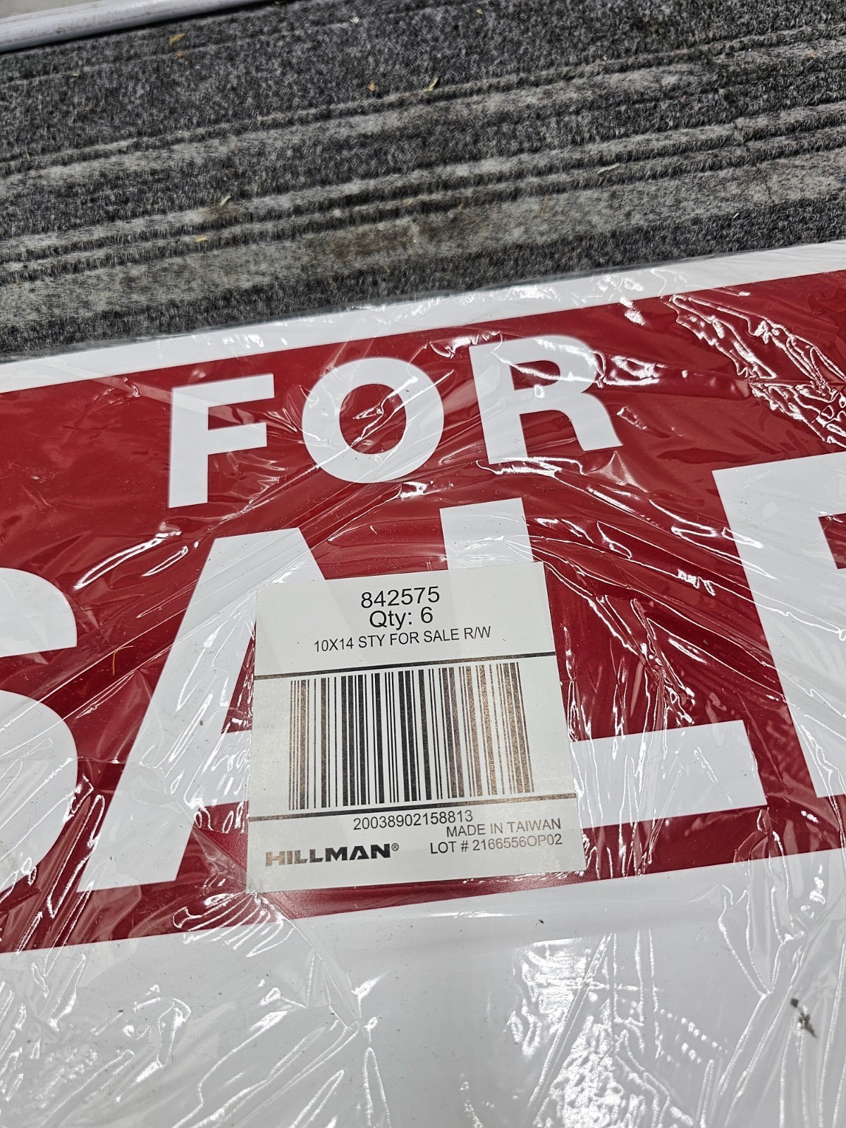 (QTY 18) HILLMAN 842575: 10″ x 14″ Plastic “FOR SALE” Sign Red & White