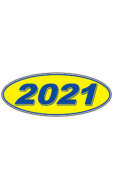 SSWBasics Oval Windshield Year Stickers Blue/Yellow 2021 Pack of 12