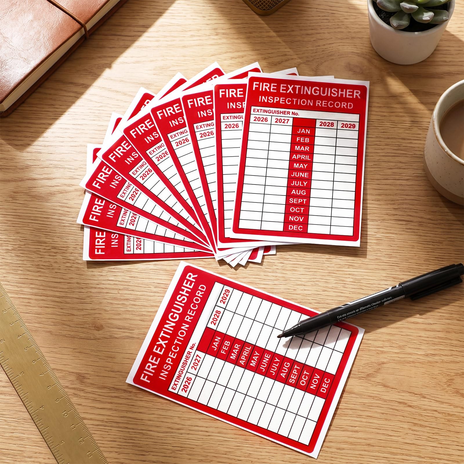 10 Pcs Fire Extinguisher Inspection Record Labels – 3.5″ x 5″ Fire Adhesive V…