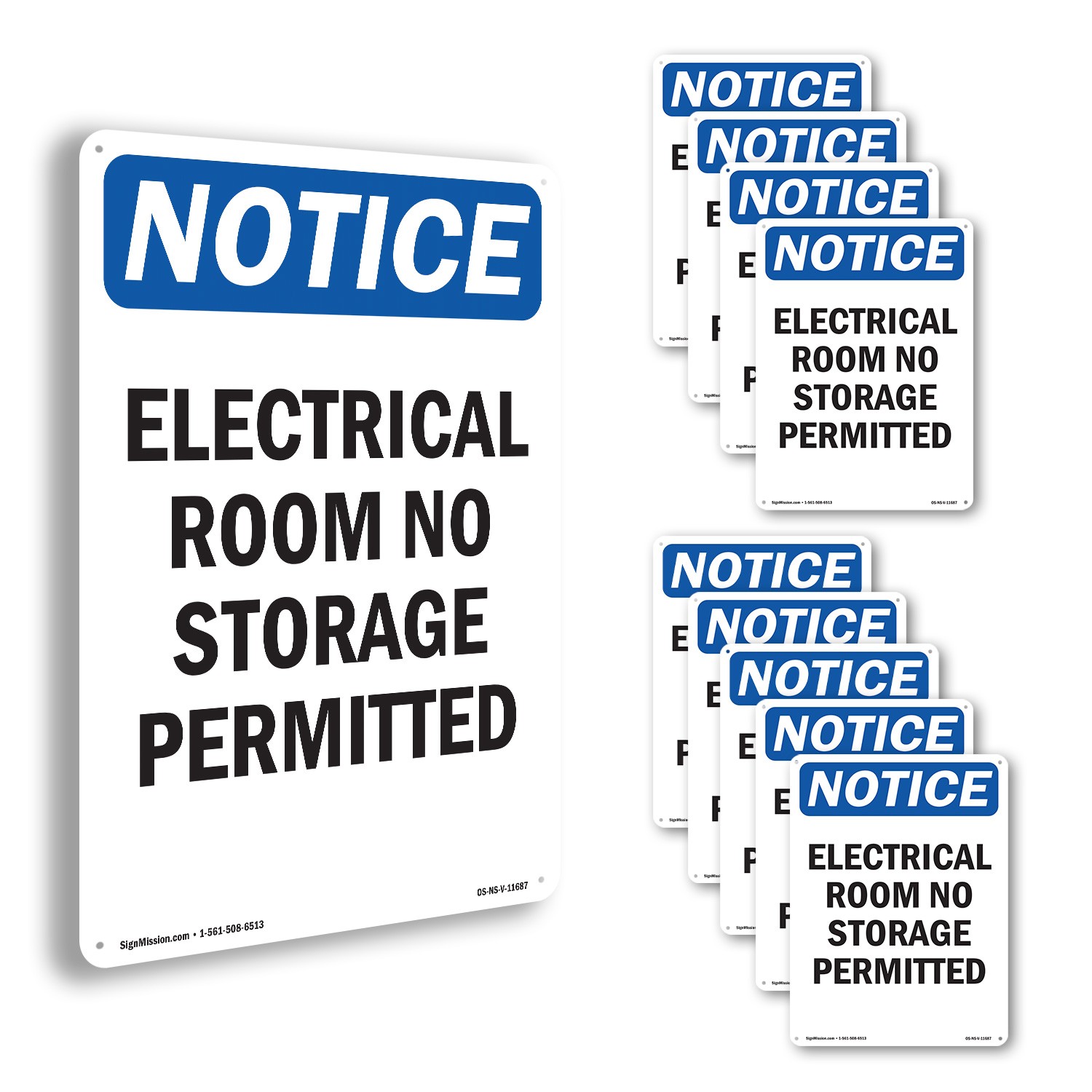 Electrical Room No Storage OSHA Notice Sign Metal, Plastic, Decal 5 or 10 Pack