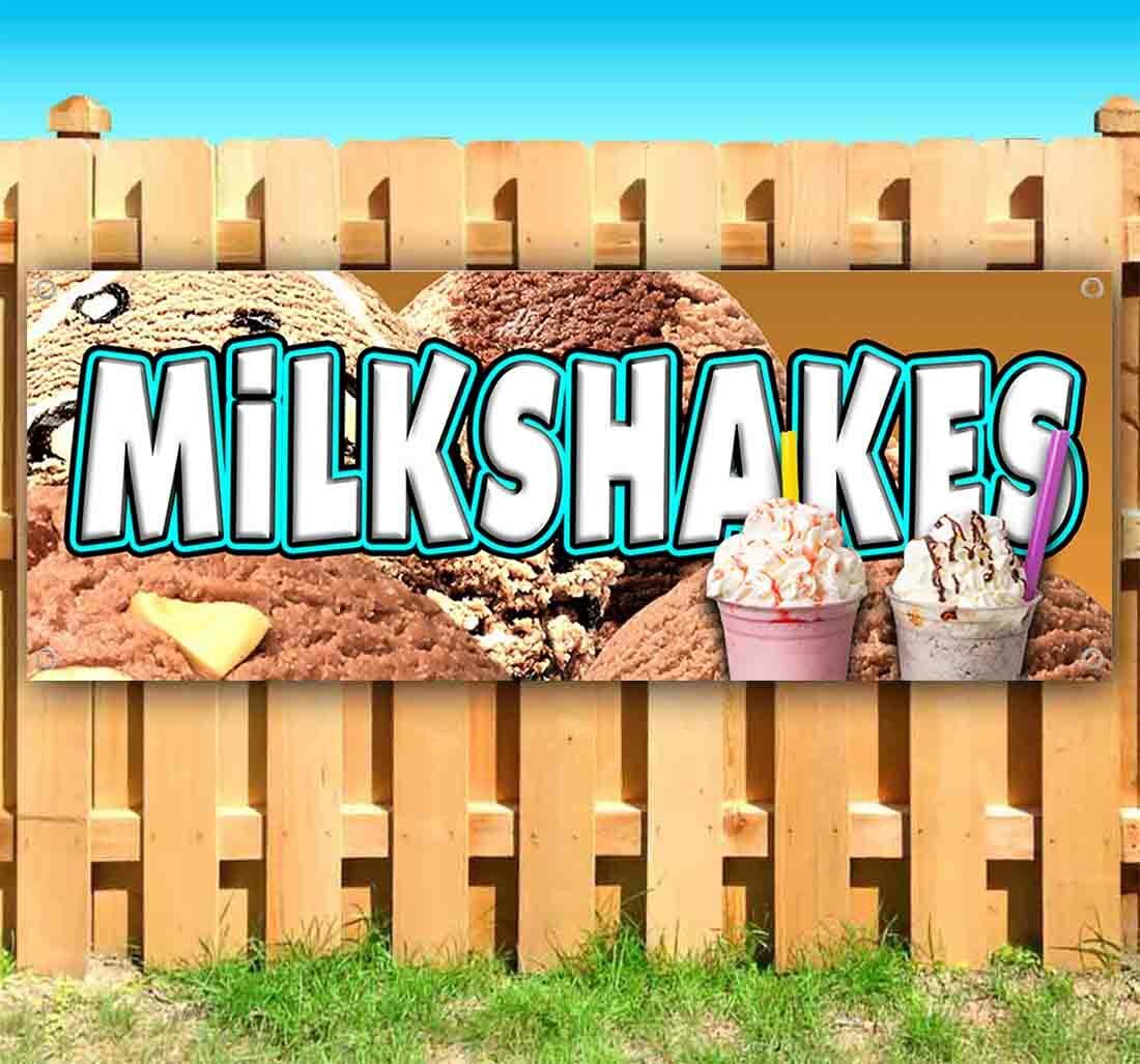 MILK SHAKES Vinyl Banner Flag Sign Many Sizes SWEETS TREAT DESSERT