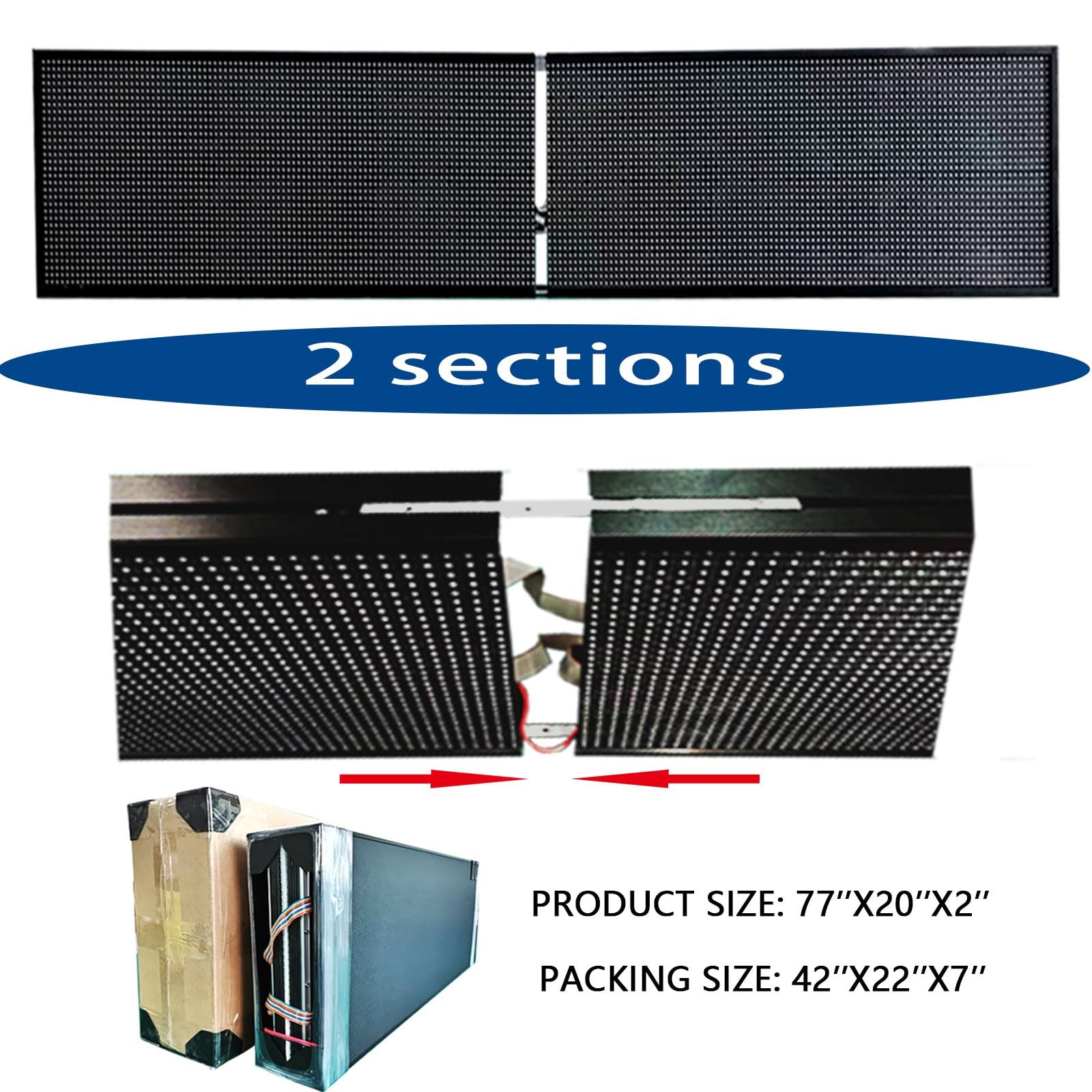 HS Programmable Scrolling Led Sign Digital Signs Outdoor WaterproofP10 77’’x20’’