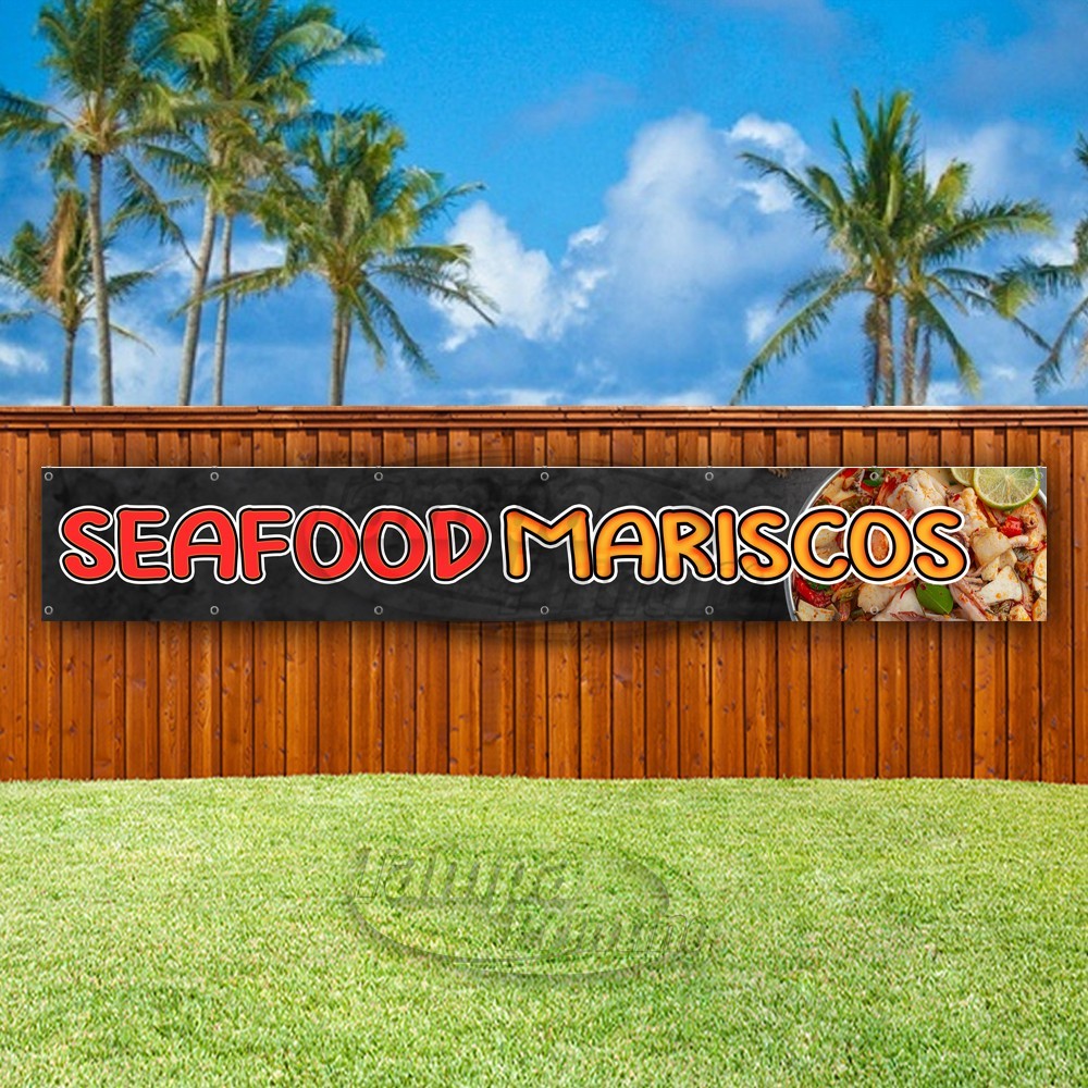 SEAFOOD MARISCOS Advertising Restaurant Vinyl Banner Flag Sign USA XL02019