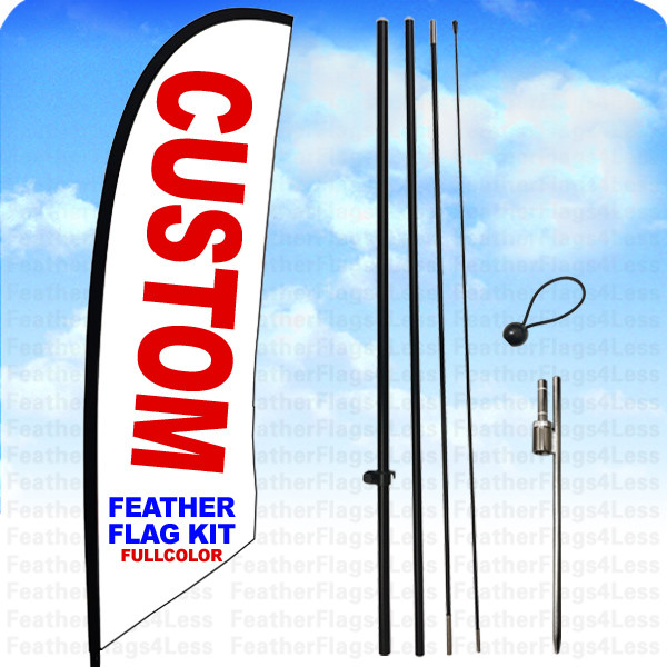 14 ft Tall Custom Windless Swooper Flag KIT Feather Banner Sign Set
