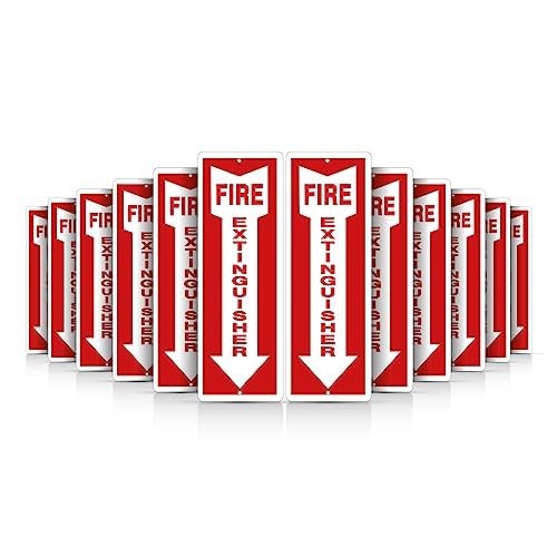 Fire Extinguisher Signs For Business – Pack of 12 – Metal Fire Extinguisher S…
