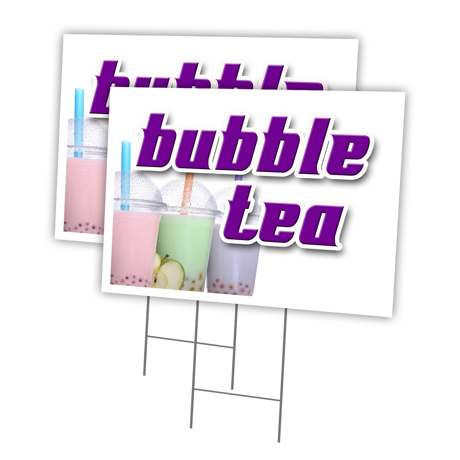 Bubble Tea Multi-Pack of Yard Signs & Stake outdoor plastic coroplast window