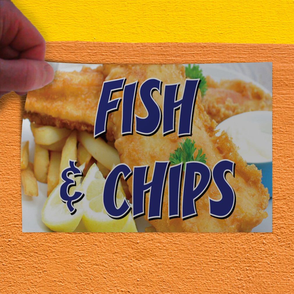 Decal Stickers Fish Chips Restaurant Cafe Bar Vinyl Store Sign Label
