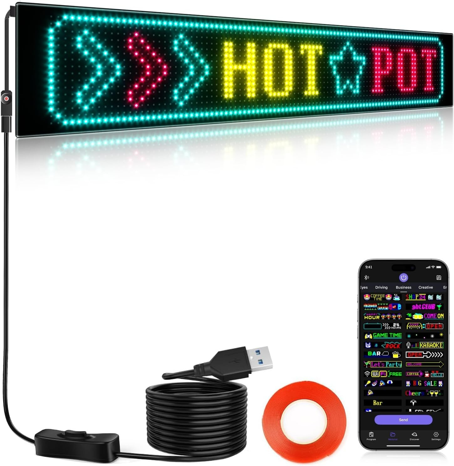 Customizable 27”x5” Bright LED Sign with Bluetooth App Control – Perfect fo…