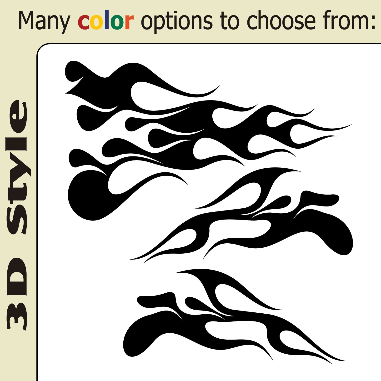 3D LARGE Flame Vinyl Decal Kit Golf Cart Motorcycle Tank Car Truck RC ATV UTV