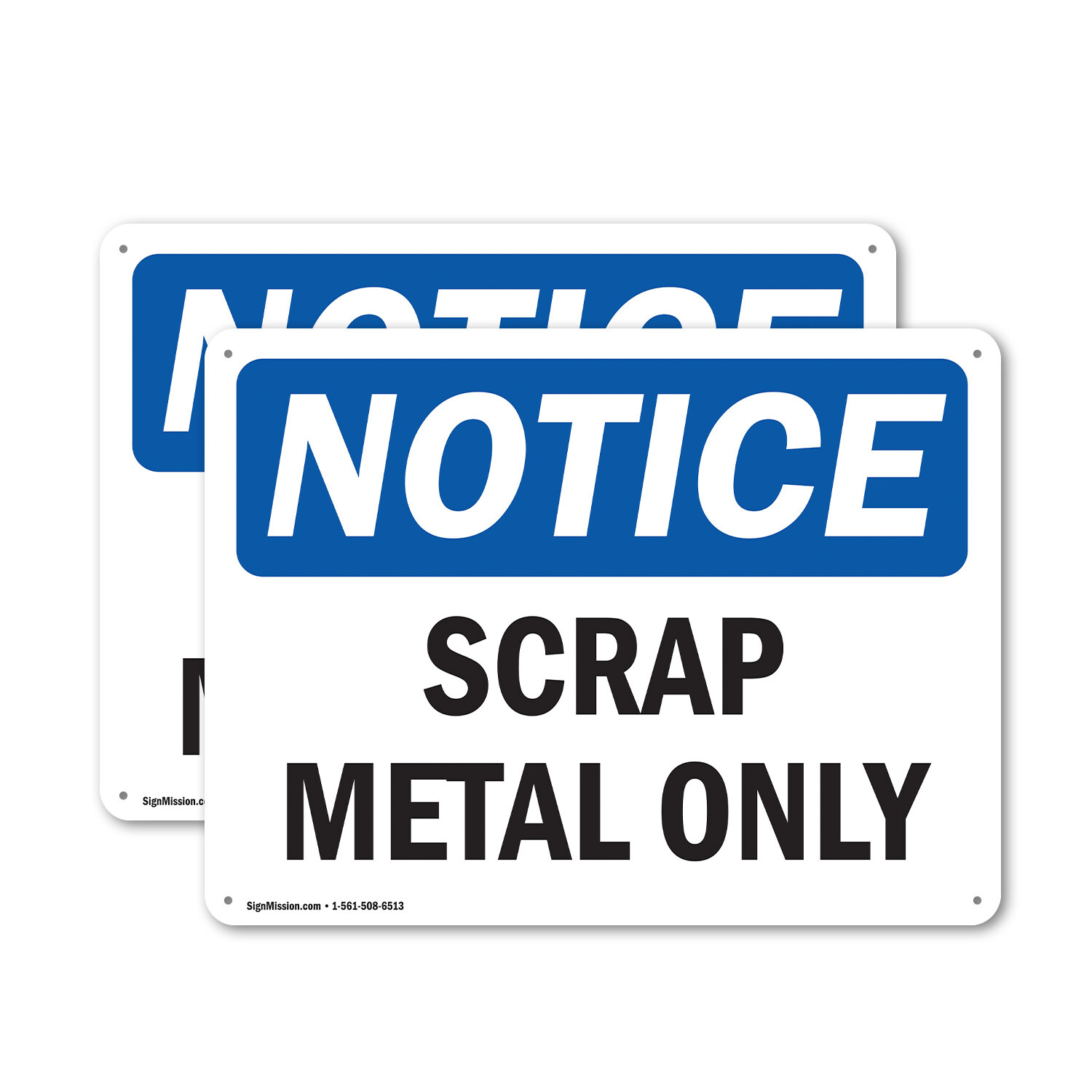 (2 Pack) Scrap Metal Only OSHA Notice Sign Decal Metal Plastic