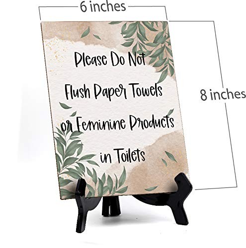 Table Sign Please Do Not Flush Paper Towels Or Feminine Products 6×8 Inch