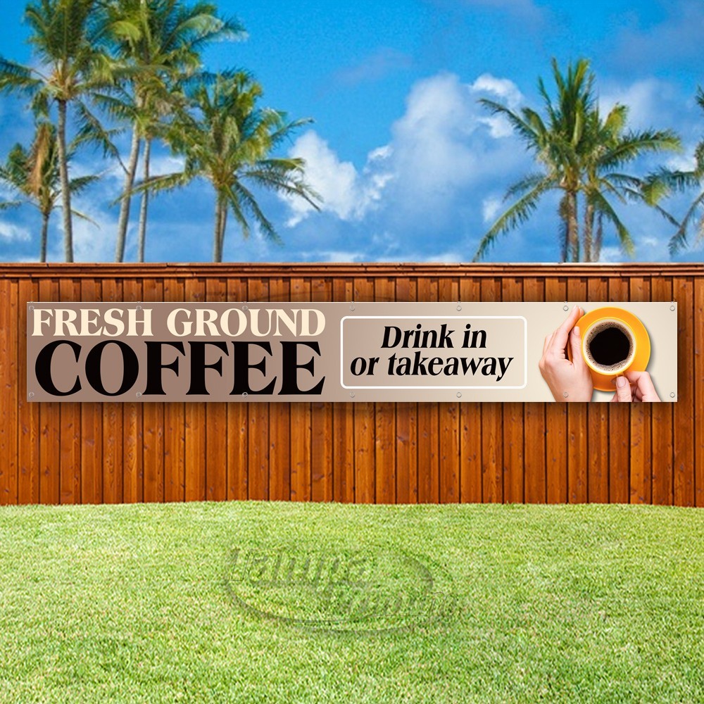FRESH GROUND COFFEE Advertising Cafe Drinks Vinyl Banner Flag Sign USA XL02114