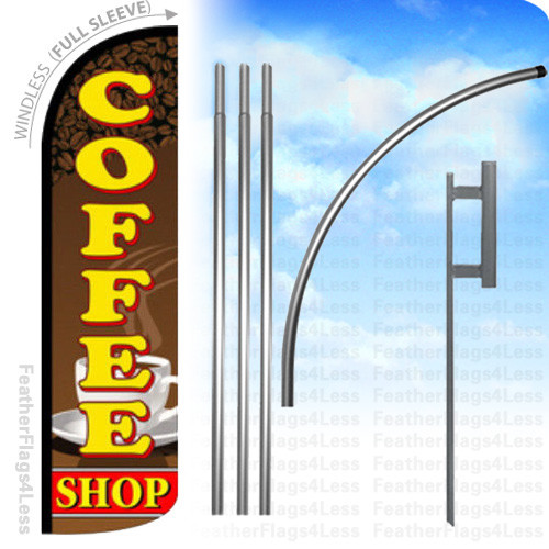 COFFEE SHOP – Windless Swooper Feather Banner Sign Flag KIT brnwq