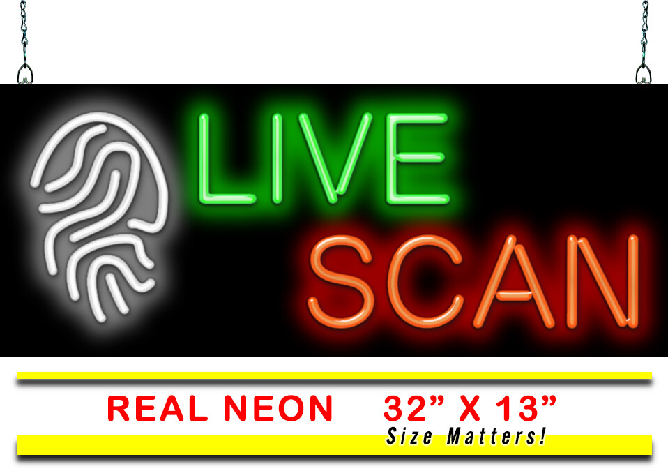 Live Scan Neon Sign REAL Neon Window Sign Hand Bent Glass Easy Installation