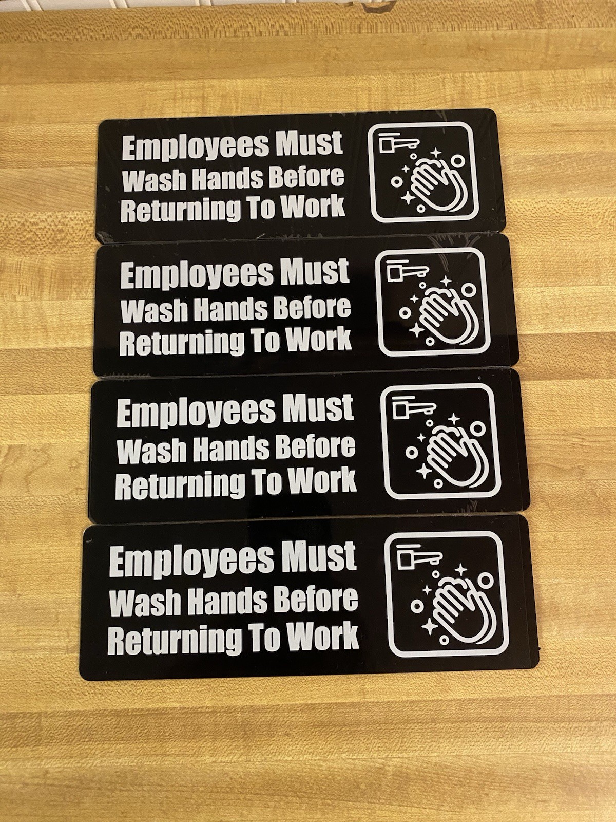 Employees Must Wash Hands Sign for Restaurant’s Restroom & Kitchen 4pack 3″ x 9″