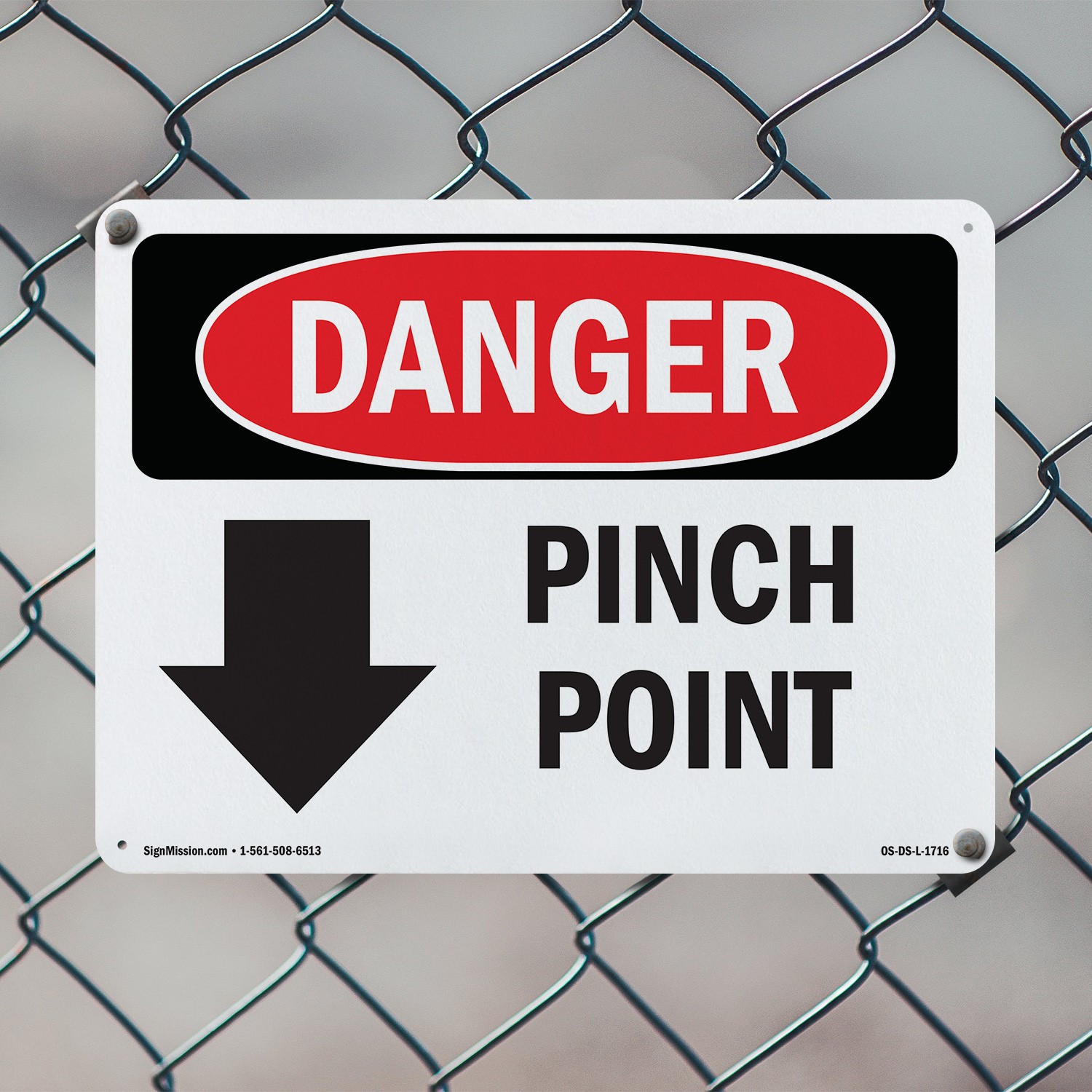 Pinch Point OSHA Danger Sign Metal, Plastic, Or Decal – 5 or 10 Pack