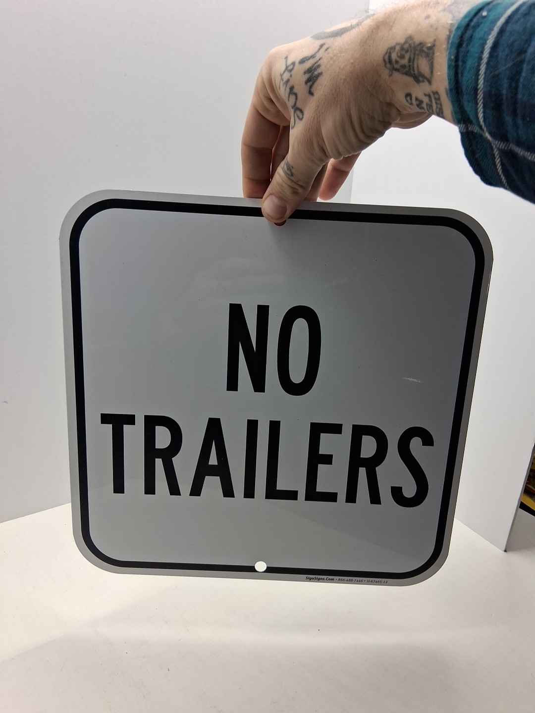 No Trailers Heavy Gauge Aluminum Parking Sign Rust Proof