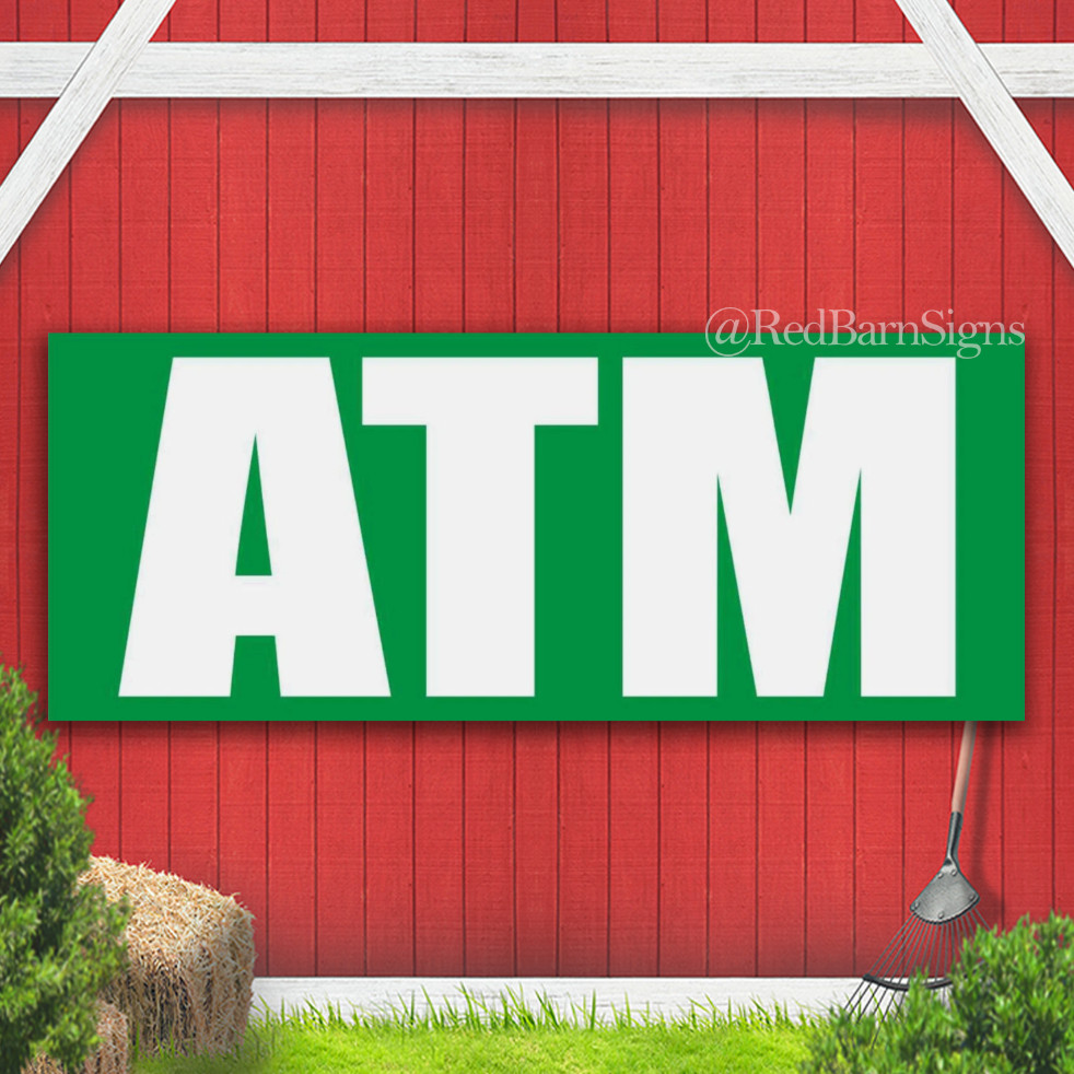 ATM INSIDE Cash AVAILABLE Many Sizes Indoor Outdoor Banner Sign with grommets