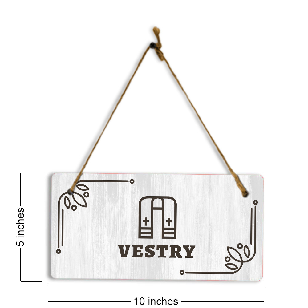 Vestry 5×10 Hanging Plus Wall or Door Sign | Religious Rustic Wood Sign
